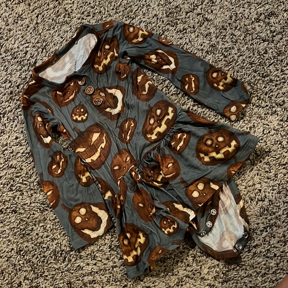 Posh peanut pumpkin henley twirl skirt bodysuit